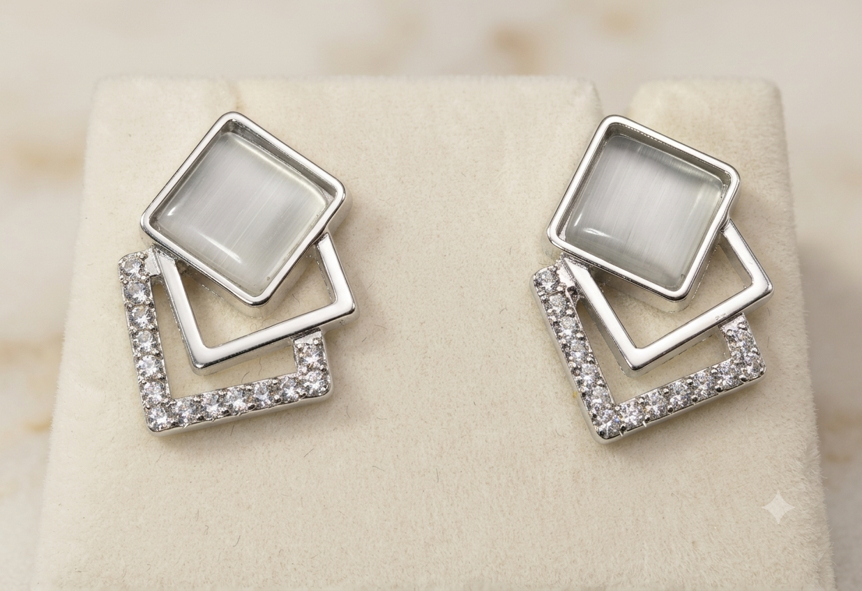Geometric silver earrings